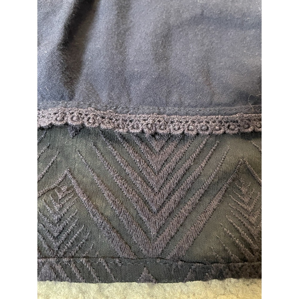 Anthropologie Holding Horses Mini Dress L Textured Floral Embroidery Blue Boho - Picture 11 of 15